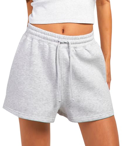 Coloquin Womens Sweat Jogger Shorts High Waist Lounge Gym Workout Running Shorts with Pockets