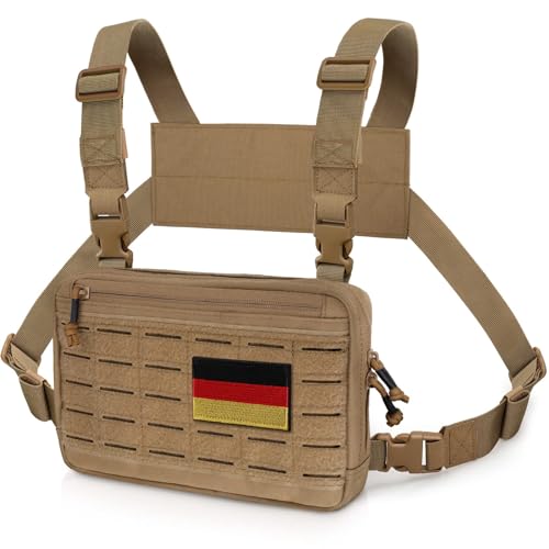 WYNEX Taktische Brusttasche von Laser Cut Design, Molle-Brusttasche Utility Recon Kit Tasche Taktischer Kampf Brustpackung Airsoft Vorderseite Brustkorb Tasche mit Aufnäher