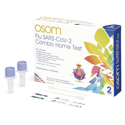 OSOM Covid Flu Test Combo - 3-in-1 Rapid Flu A B and Covid Home Test Kit - Flu and COVID Test Kit at Home - Made in USA Flu Test for Home - Results in 10 Minutes - FDA EUA Authorized (2 Tests)
