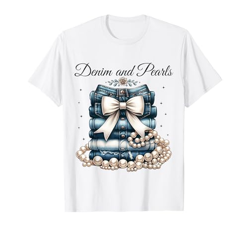 Pearls & Denim 2025 Outfit for Stylish Women T-Shirt