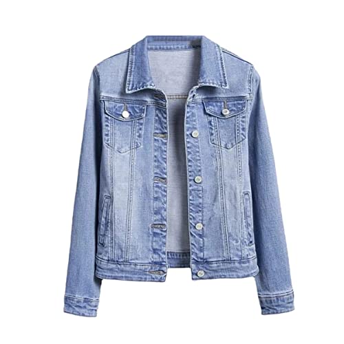Veste en jean pour femme grande taille S veste en denim bleu clair casual