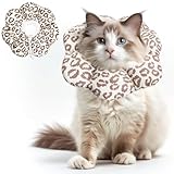 ComSaf Cat Cone Collar Soft - Cat Cones to Stop Licking e Collar for Cats After Surgery, Elizabethan Collar for Kitten Recovery, Comfortable Soft e Collar Cone for Medium Cats, Brown Leopard, M