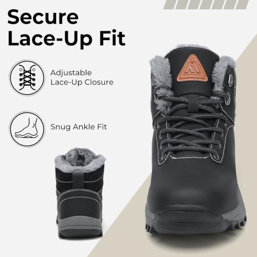 Image of Mishansha Men's Waterproof Snow Boots, Insulated Winter Hiking Boots
