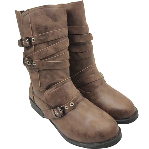 Womens Boots Medieval Renaissance Faux Leather Mid Top Boot Gothic Viking Pirate Shoes Halloween Cosplay for Women3