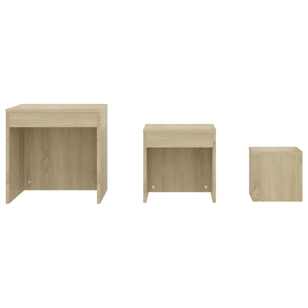 vidaXL Tables Gigognes 3 pcs Tables d'Appoint Tables Basses Tables de Canapé Bouts de Canapé Salle de Séjour Salon Intérieur Chêne Sonoma Aggloméré