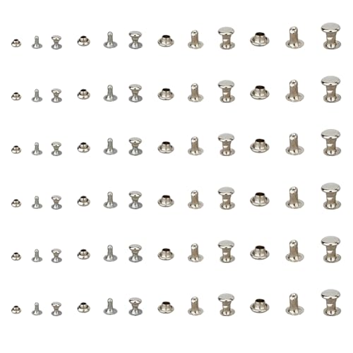 SUPERFINDINGS 400par 4 tamaños 3/4/5/6mm tamaños Remaches de Cuero Remaches de Doble TapaTachuelas de Metal Tubulares Bolsas Remaches de Colisión para