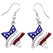 Patriotic Red White Blue American USA Flag Star Dangle Drop Earrings 4th of July Independence Day Gift