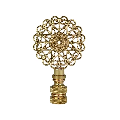 Image of Royal Designs Sun Scalloped Filigree Polished Brass Lamp Finial