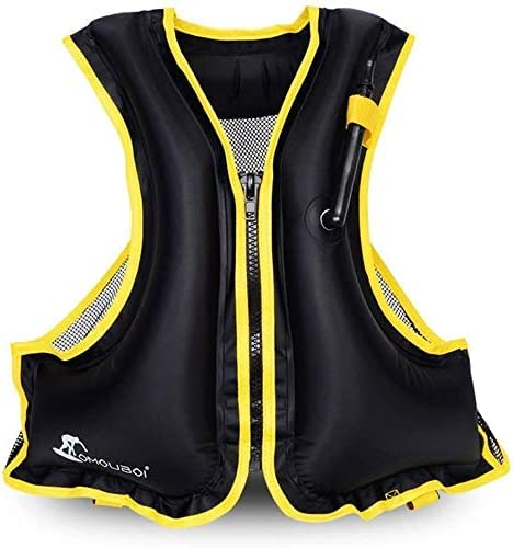 FORWEWAY Schwimmen Jacke Schnorcheln Weste aufblasbare Jacke helle Farbe Schwimmen Weste Auftrieb Schwimmen Weste Schnorcheln für Erwachsene Fitting Wassersport (SCHWARZ)
