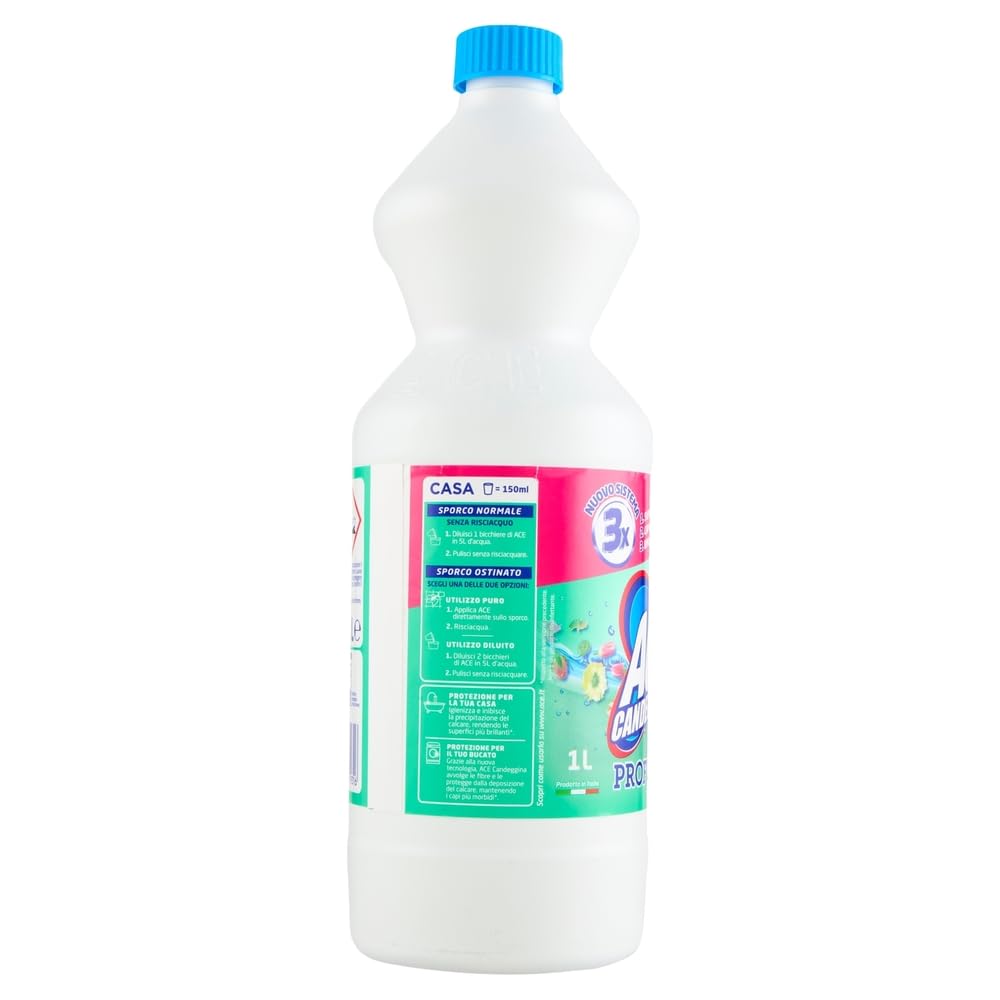 4x Ace Duftendes Bleichmittel Candeggina Profumata - Bleiche für Oberflächen und Wäsche 1000ml + Beni Culinari Kostenloser Schlüsselanhänger