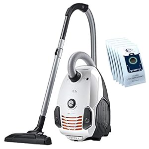 AEG VX6-2-IW-5 stofzuiger met zak (met zak, 800 watt, incl. 5x extra stofzakken, 9 m actieradius, zachte wielen, 3,5 liter stofzuigerzak,wasbaar Hygiene Filter) wit