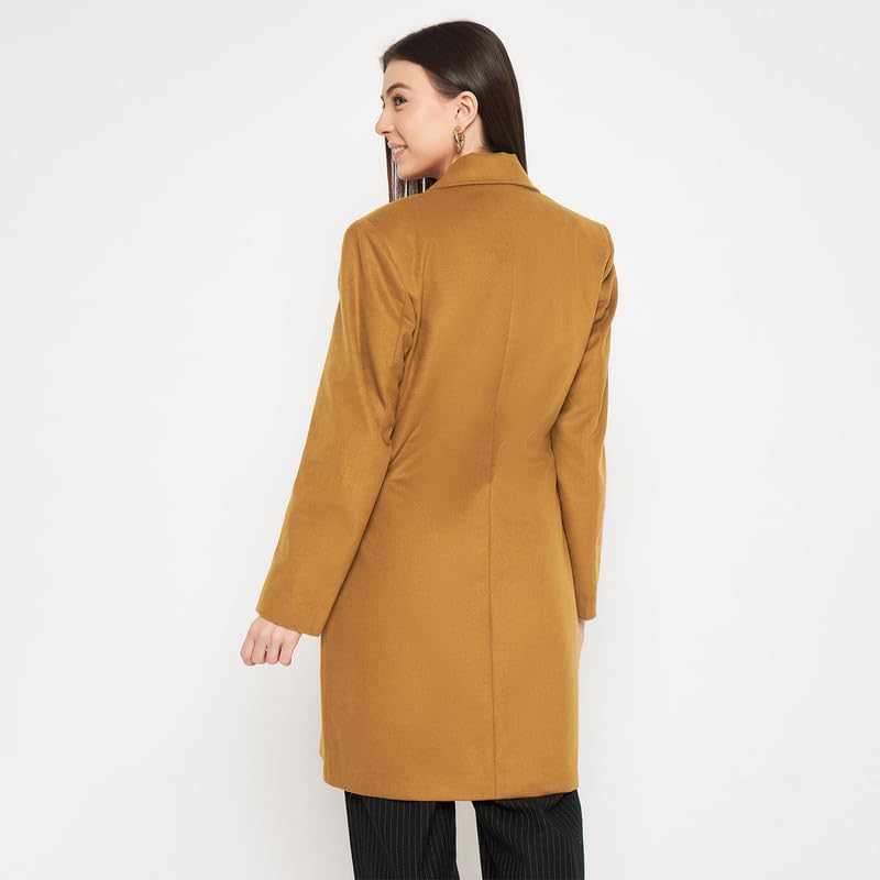 Image of PLAGG Women's Notched Lapel Long Overcoat