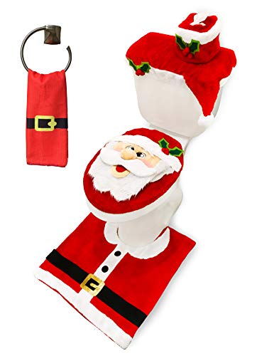image for JOYIN 10 Pieces Christmas Santa and Snowman Themes Bathroom Decoration