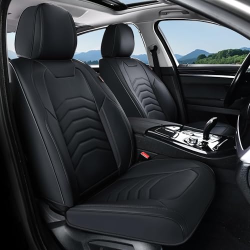 Image of Coverado Car Seat Covers Front Seats, 2-Pack Black Seat Covers for Cars, Waterproof Leather Car Seat Covers for Cars, Car Seat Protector Car Seat Cushion Universal Fit for Most Cars Trucks SUV