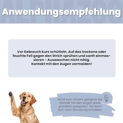 alphazoo Sensibelchen Fellspray für Hunde 250 ml - schonende Fellpflege bei empfindlicher Hundehaut mit Sheabutter, Aloe Vera & Jojobaöl - Einfache Anwendung - Ideal für Sensible Hunde