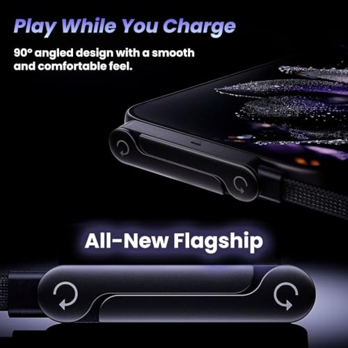 Image of Verilux PD 65W USB to Type C Cable Fast Charging with Stand, 6.6Ft Nylon C Type Charger Cable with 480Mbps Data Synch, C Type Cable Right Angle for iPhone 17 /17 Pro /17 Por Max /16 /15, Galaxy S26 /S25
