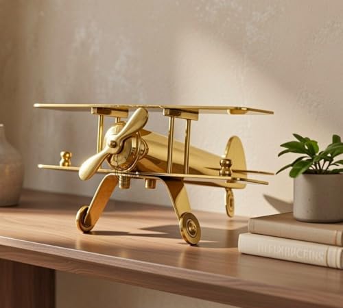 Image of DSH CRAFTING YOUR CURIOSITY Brass Jet Plane Vintage Aeroplane Table Top Decorative Showpiece Miniature Statue Home Interior Decor Item Gift (X-Large)