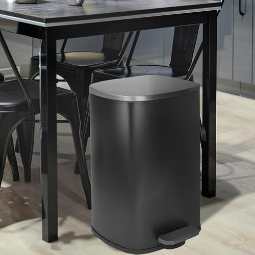 Image of Garbage Can 13 Gallon Tall Kitchen Soft Close Lid,Stainless Steel Trash Can 13 Gallon Step-on,50 Liter Trash Can Commercial, Trash Can Kitchen 13 Gallon Fingerprint-Resistant (Original, 50L)