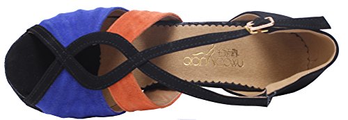 Chaussures de danse salsa bleues bout ouvert 41 dotées d'une bride de cheville ajustable