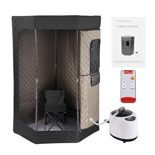 Portable Steam Room - Full Body Pentagon Sauna Room,Large Space for Home Spa Relaxation, with Remote Control, 3L 1200W Steamer, Folding Chair