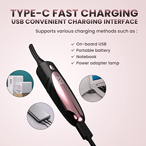 Heated Eyelash Curlers, Electric Eyelash Curler, Heated Lash Curler, 48 Hrs Long Lasting Lash Curler, Usb Rechargeable Eyelash Curlers (Black) #TOP4