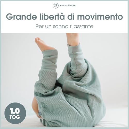 Emma & Noah Sacco Nanna Con Piedi, 1.0 Tog, Per Tutto L'anno Con Gambe, Per Primavera, Estate E Autunno, 100% Cotone Biologico, Certificato Oeko-Tex (Fiore Berry, 70 Cm) - 6