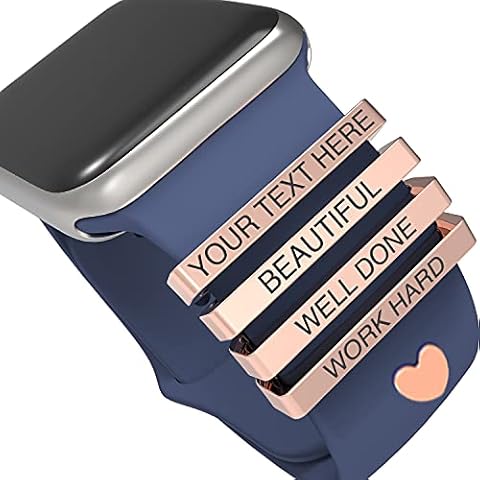 Callancity 5pcs/Set Custom Personalized Watch Band Charms Decorative Ring Loops Compatible For Apple Watch 38mm 42mm 40mm 44mm 41mm 45mm 8 7 6 5 4 3 2 1(No Watch and Band) Cover