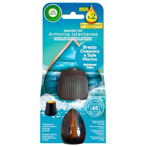 Airwick Ricariche per Diffusore di Oli Essenziali Armonia Istantanea, Confezione da 6 Profumatore per Ambienti alla Fragranza Brezza Oceanica