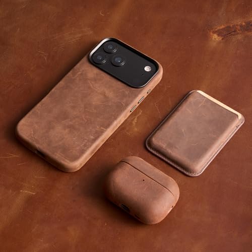 Étui AirPods Pro 3 cuir véritable coque protection intégrale marron