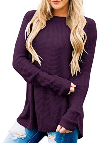 LEANI Women’s 2025 Long Sleeve Crew Neck Pullover Sweater Loose Casual Soft Knit Jumper Tops2