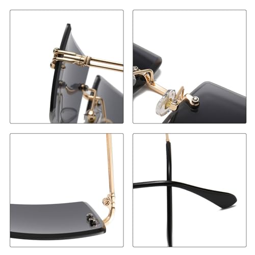 EUPSIIU-4-Pairs-Rimless-Rectangle-Sunglasses-Fashion-Retro-Square-Rimless-Sunglasses-for-Women-Men-Fashion-Frameless-Eyewear-Gradient-Vintage-Transparent-Glasses-for-Beach-Travel-Party