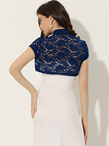 Image of Allegra K Women's Lace Cardigan Stand Collar Short Elegant Shrug Open Front Cropped Bolero Cardigan