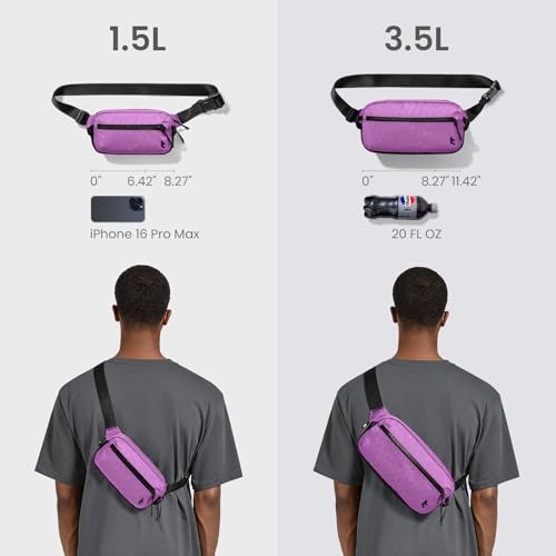 Image of tomtoc Sling Bag with RFID Blocking, X-Pac /Non X-Pac Minimalist Crossbody Chest Pack for Men and Women, Lightweight Water-Resistant Bag for Travel and Daily Commutes, X-pac Purple, 1.5L, Lightweight