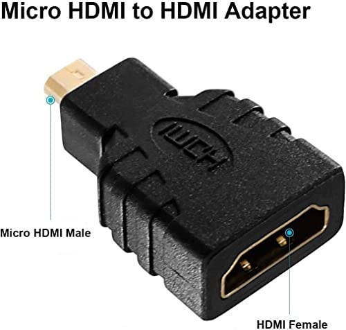 Image of 100FIT Micro HDMI Adapter (Not for Mobile Micro-USB), HDMI Female (Type-A) to Micro HDMI Male (Type-D) for Raspberry pi 4 Gold Plated Connector Converter Adapter (Pack of 1)