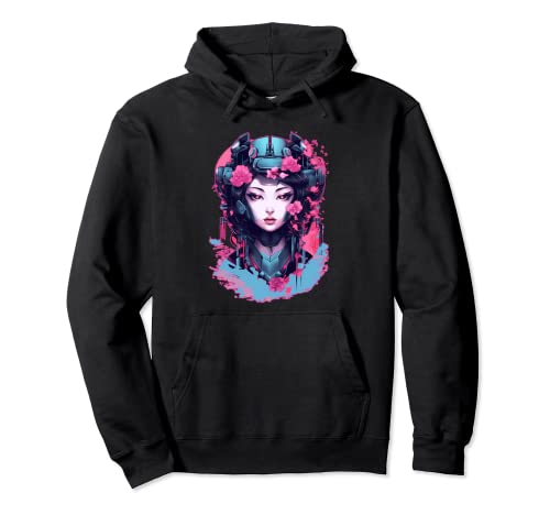Streetwear Samurai Geisha Girl Cyberpunk Cyborg Robot Japón Sudadera con Capucha