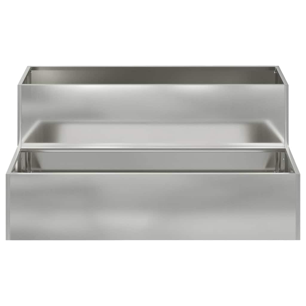 Doniczka ogrodowa Srebrny 100 x 60 x 45 cm Stal Galwanizowana, Odporna na warunki atmosferyczne, Nowoczesna metalowa donica tarasowa, Trwała konstrukcja na zewnątrz, Łatwy montaż, ogrodu i patio