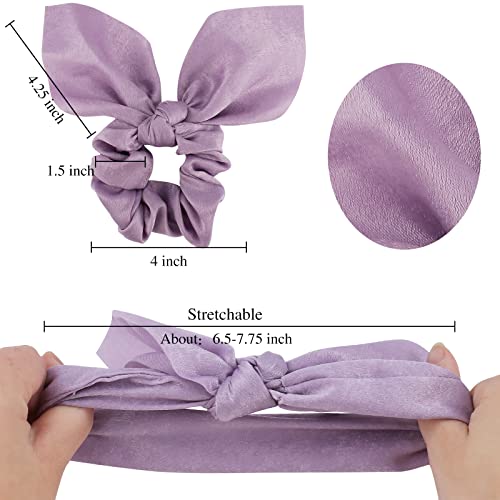 Aco-Uint 20 Pack Satin Scrunchies For Thick Hair, Hair Ties With Bow For Women'S Hair, Bunny Ear Scrunchies thumb #1