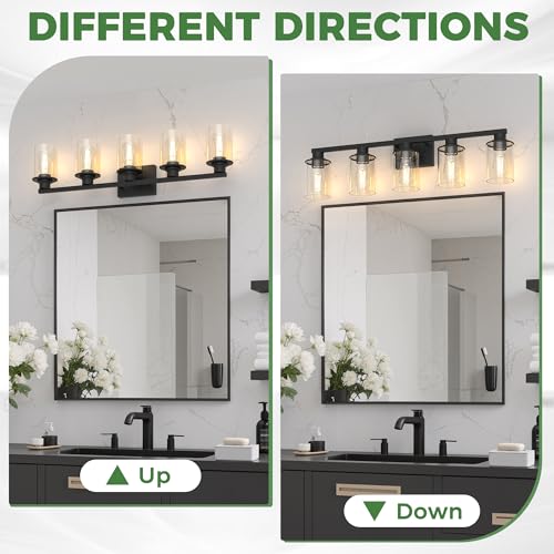 Image of DORESshop 5-Light Black Bathroom Vanity Light Fixture ETL Listed