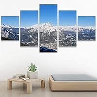 SIGNWIN 5 Panel Canvas Wall Art Snow Mountain for Home Decorations Ready to Hang - 60