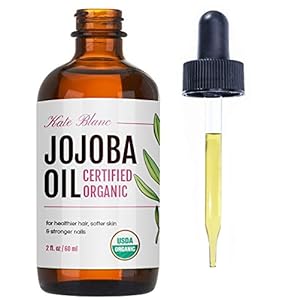 Kate Blanc Cosmetics Jojoba Oil for Hair Growth, Skin & Face (2oz) Facial Oil for Gua Sha Massage. 100% Pure & Natural Hair Oil Moisturize Nails, Ear, Scalps, Cuticles
