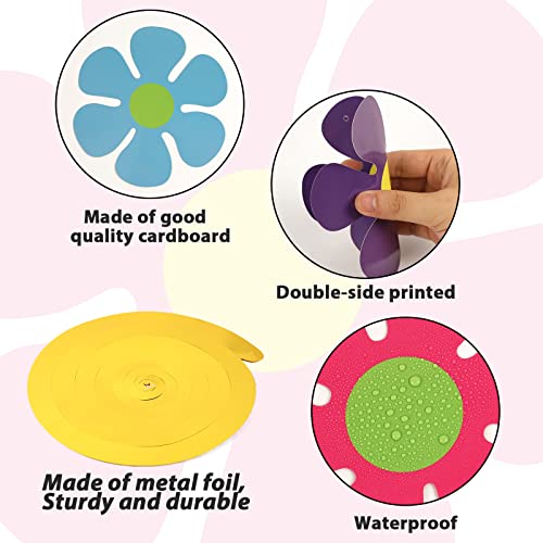 60s Hippie Party Foil Swirl Decorations Retro Flower Ceiling Hanging Swirls Banners Decor 60s Hippie Flower Cutouts Party Supplies for Groovy Retro Theme Birthday Baby Shower Parties Favor