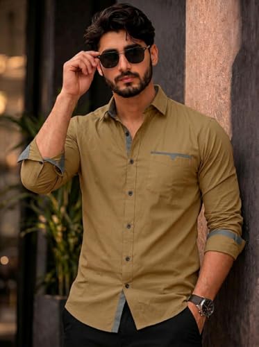 Image of Amazon Brand - INKAST Cotton Shirt for Men | Regular Fit Full Sleeve Casual Shirt | Stylish Formal Office Wear Shirts for Men | Soft Comfortable Breathable Cotton Fabric | Fashionable Office Wear
