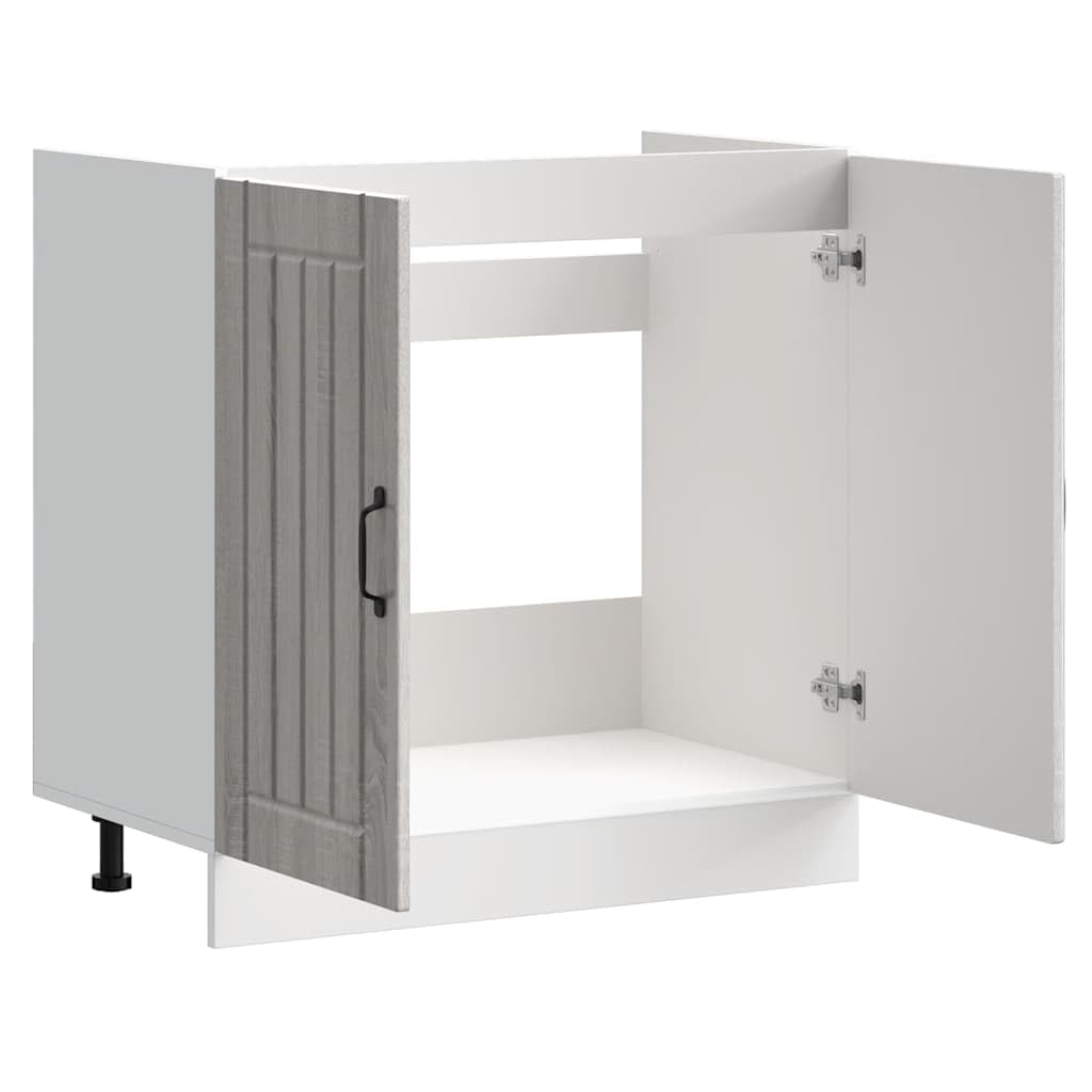 Szafka pod zlewozmywak Lucca Sonoma szara materiał drewnopochodny, 80 x 46 x 81,5 cm, z regulowanymi nóżkami, 70 kg, miejsce do przechowywania szafki kuchennej, szuflady, półki, porządek w