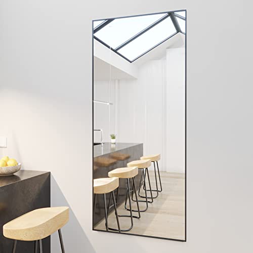 Glsland 71"X31" Full Length Mirror Extra Large Hanging Or Leaning Rectangle Mirror Aluminum Alloy Thin Frame Bedroom Floor Dressing (Black) #TOP4