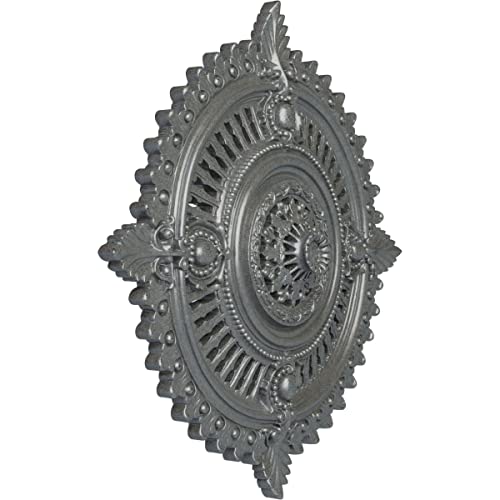 Image of Ekena Millwork CM29HYPLS 29 1 /8 inchOD X 1 1 /4 inchID X 4 inchP Haylynn Ceiling Medallion Fits Canopies Up To 1 1 /4 inch, Platinum