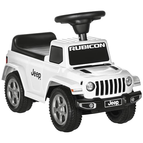Aosom Kids Ride on Push Car, with Engine Sounds & Under-Seat Storage, Foot-to-Floor Ride on Sliding Car with Horn, Sit and Scoot Ride on Toy, Ages 1.5-3 Years, White