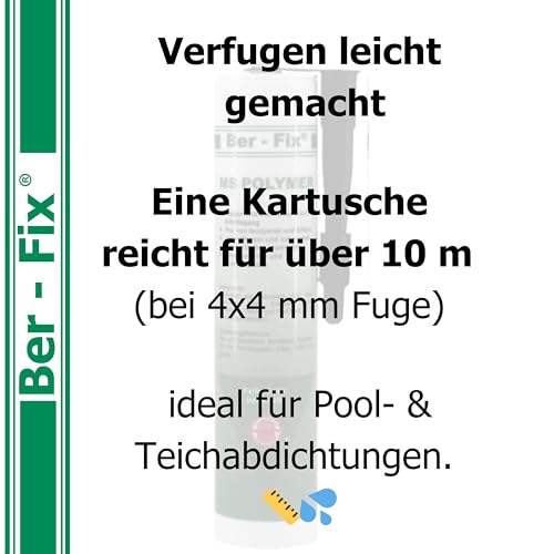 Ber-Fix MS Polymer Schwarz 1x 440g – Ungiftiger Teichkleber & Dichtstoff – Klebt & dichtet selbst unter Wasser