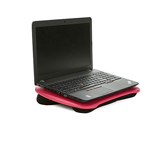 Mind Reader LPTPDSK-PNK Portable Desk with Handle, Monitor, Laptop Lap Holder, Built-in Cushion for Comfort, Pink, 12.75 D x 17 W x 3 H