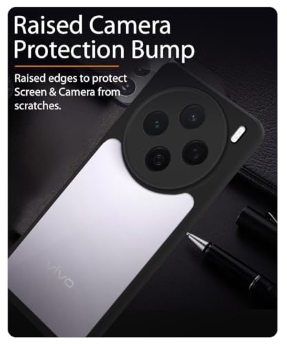 Image of WOW IMAGINE Shockproof Hybrid Back Cover for Vivo X200T 5G | Hard Slim fit Back Case | PC & TPU | Clear Transparent Case - Black