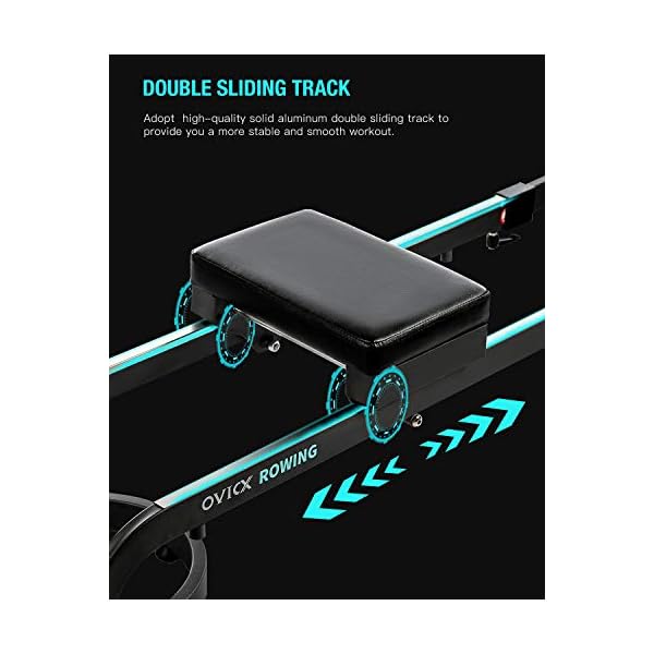 OVICX R100 Foldable Home Rower with Adjustable Foot Plate, Extra Long Track, and 16 Point Intensity Levels for Full-Body Workouts